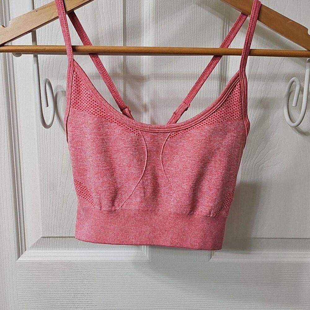 SHEIN Pink Marl Seamless Low Support Crisscross Strappy Sports Bra Size S